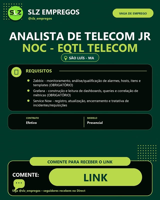 Analista de Telecom Jr NOC - EQTL TELECOM