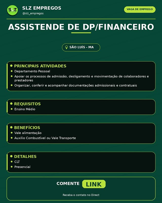 ASSISTENDE DE DP/FINANCEIRO