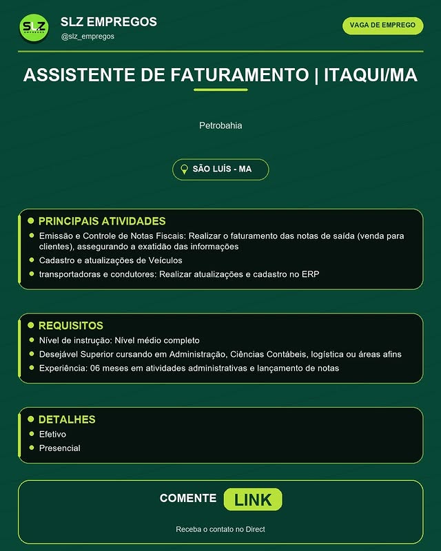 Assistente de Faturamento | Itaqui/MA