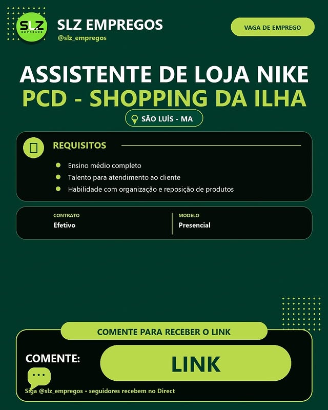 Assistente de loja Nike PCD - Shopping da ilha