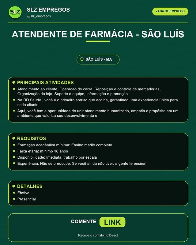 Atendente de Farmácia - São Luís