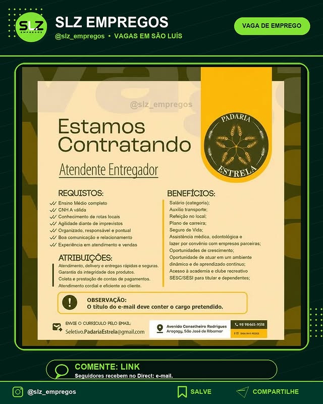 Atendente Entregador Rotas Locais Requistos Ensino