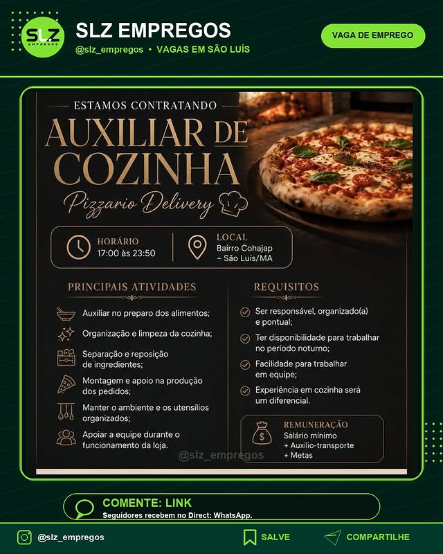 Auxiliar de Cozinha Delivery Local Bairro