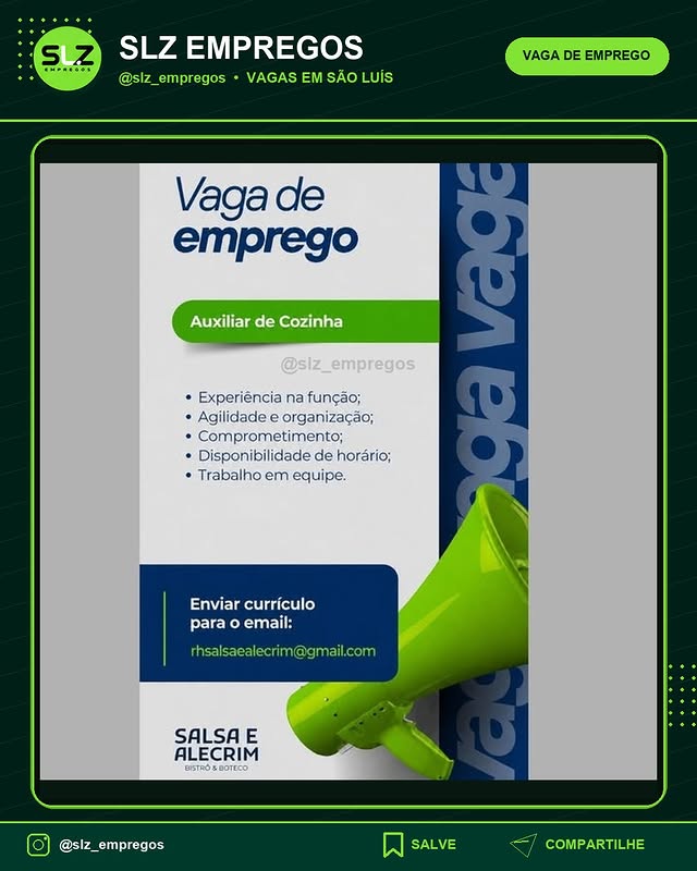 Auxiliar de Cozinha Publicidade Vagas Emprego Slzvagas