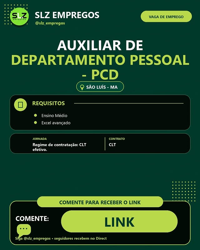 Auxiliar de Departamento Pessoal - PCD