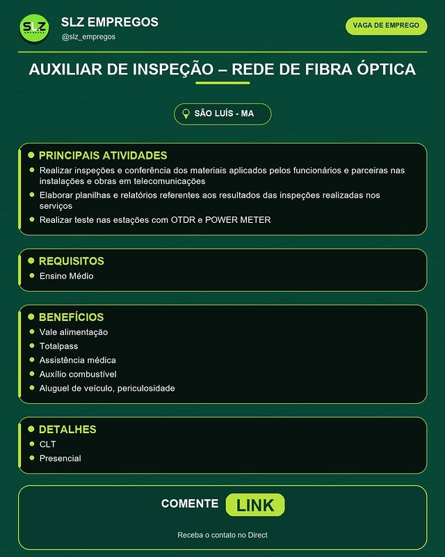 Auxiliar de Inspeção – Rede de Fibra Óptica