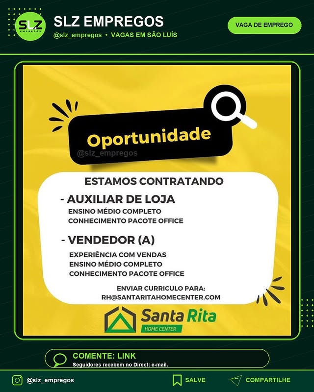 Auxiliar de Loja Ensino Medio Completo Conhecimento