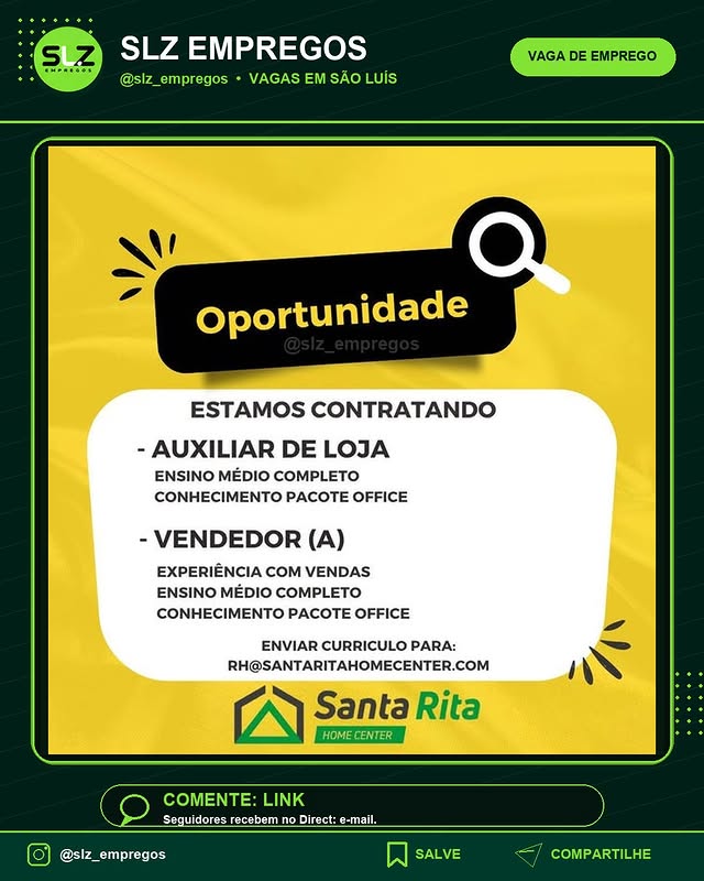 Auxiliar de Loja Ensino Medio Completo Conhecimento