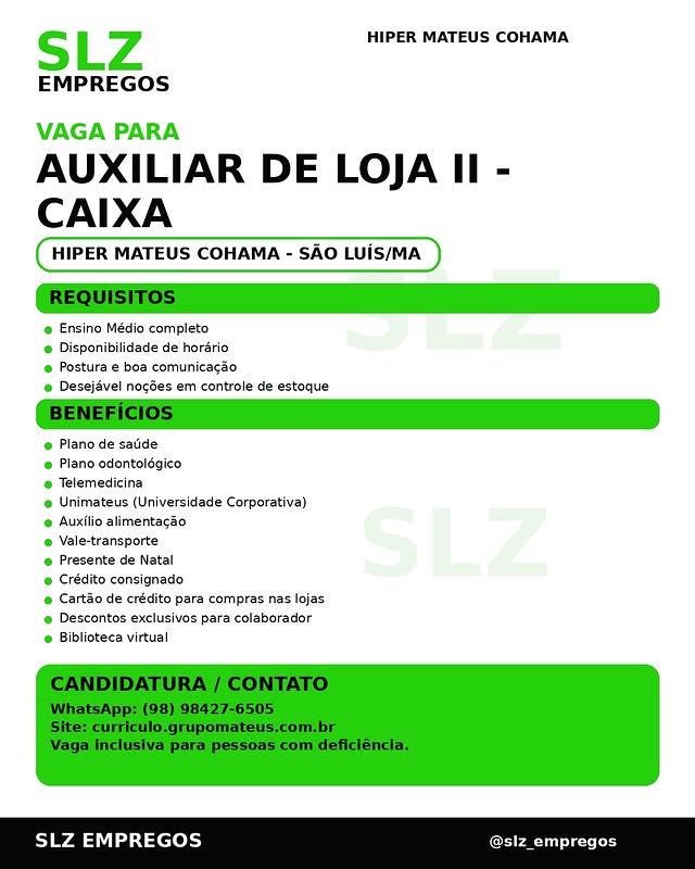 Auxiliar de Loja II - Caixa