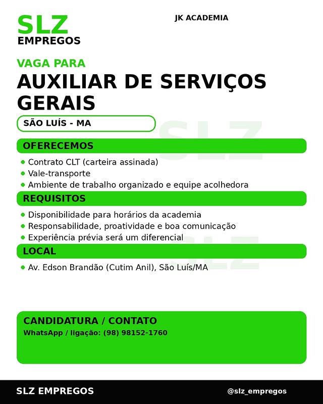 Auxiliar de Serviços Gerais