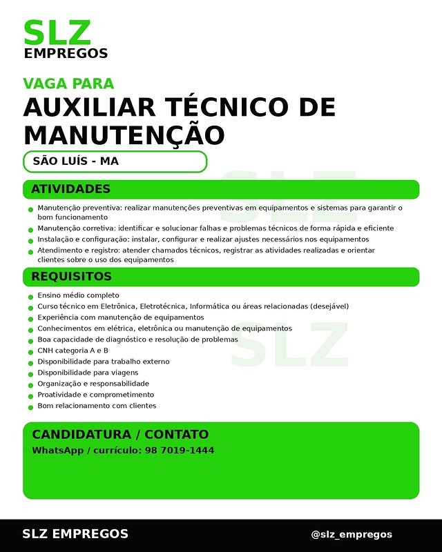 Auxiliar Técnico de Manutenção