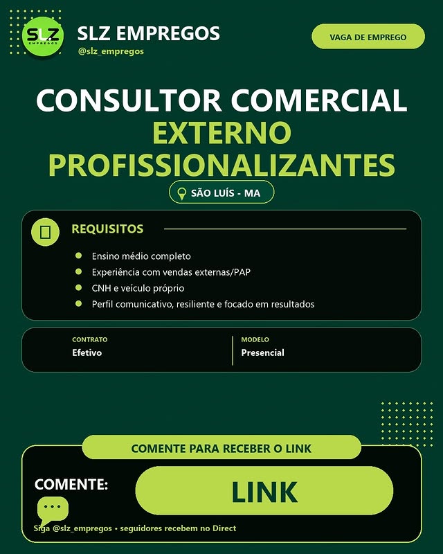 CONSULTOR COMERCIAL EXTERNO PROFISSIONALIZANTES - SÃO LUIS/MA