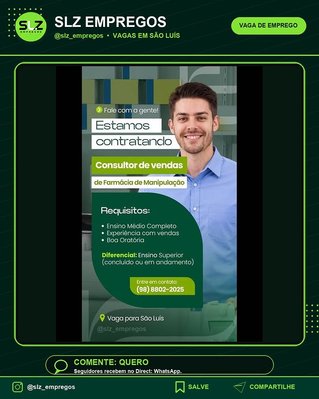 Consultor de Vendas de Farmacia de Manipulacao