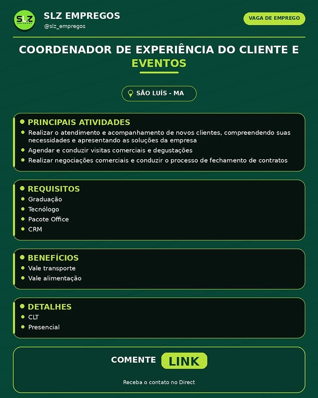 Coordenador de Experiência do Cliente e Eventos