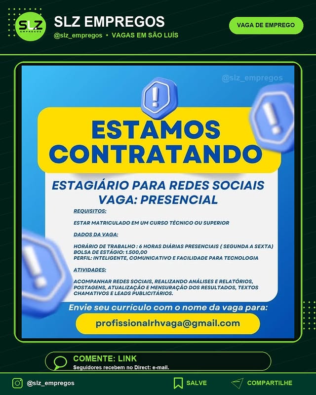 De Estagio para Redes Sociais