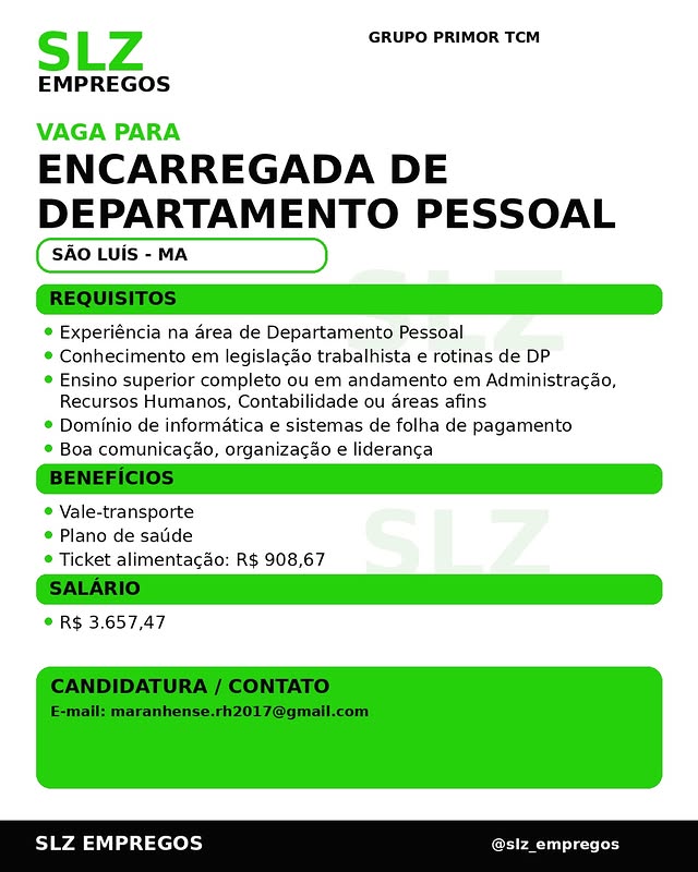 Encarregada de Departamento Pessoal