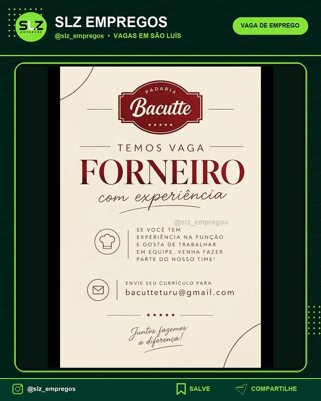Forneiro Com Experiencia Se Voce Sevocetem Tem