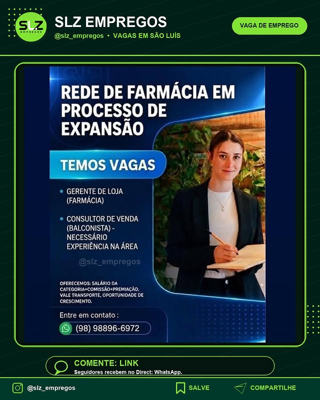 Gerente de Loja Farmacia Consultor de Venda