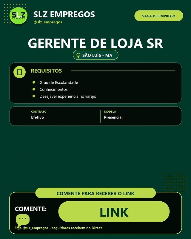 GERENTE DE LOJA SR
