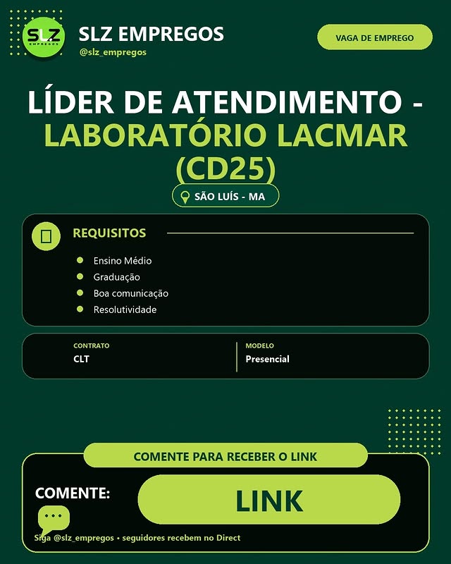 Líder de Atendimento - Laboratório Lacmar (CD25)