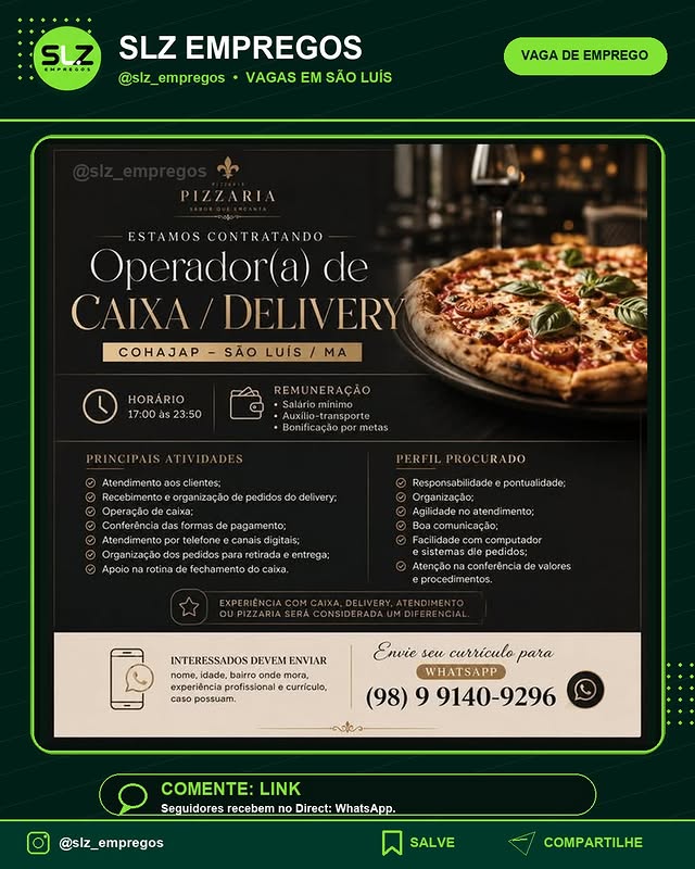 Operador A de Caixa Delivery Haa Sao Luis