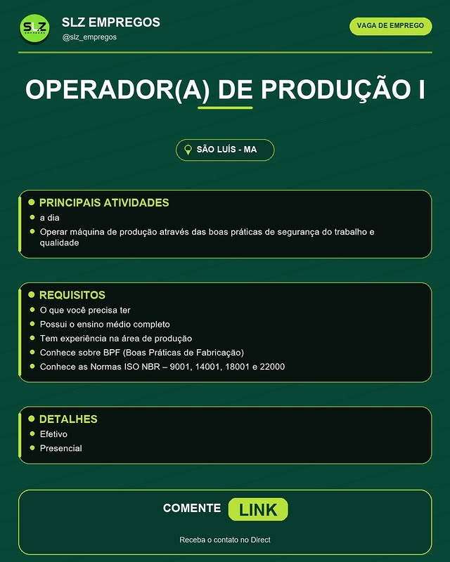Operador(a) de Produção I