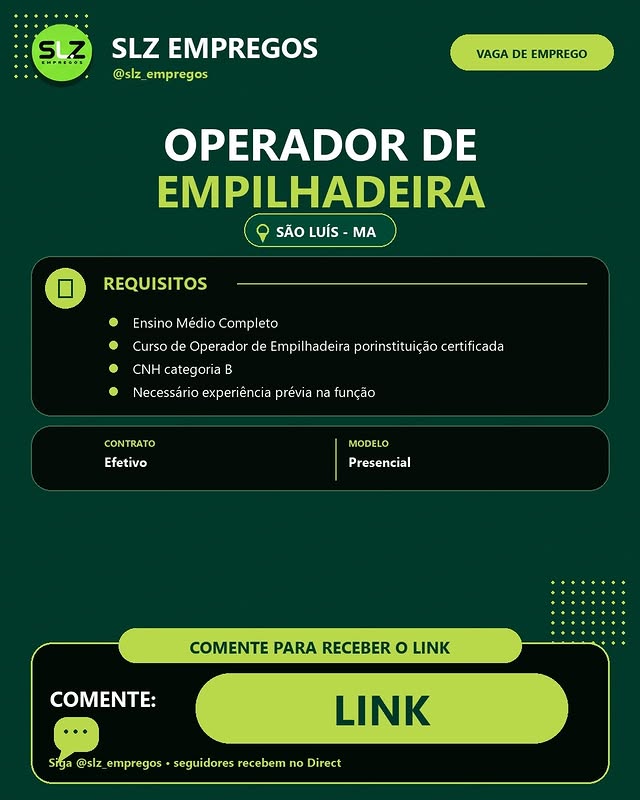 OPERADOR DE EMPILHADEIRA - SÃO LUÍS