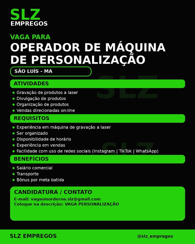 Operador de Máquina de Personalização