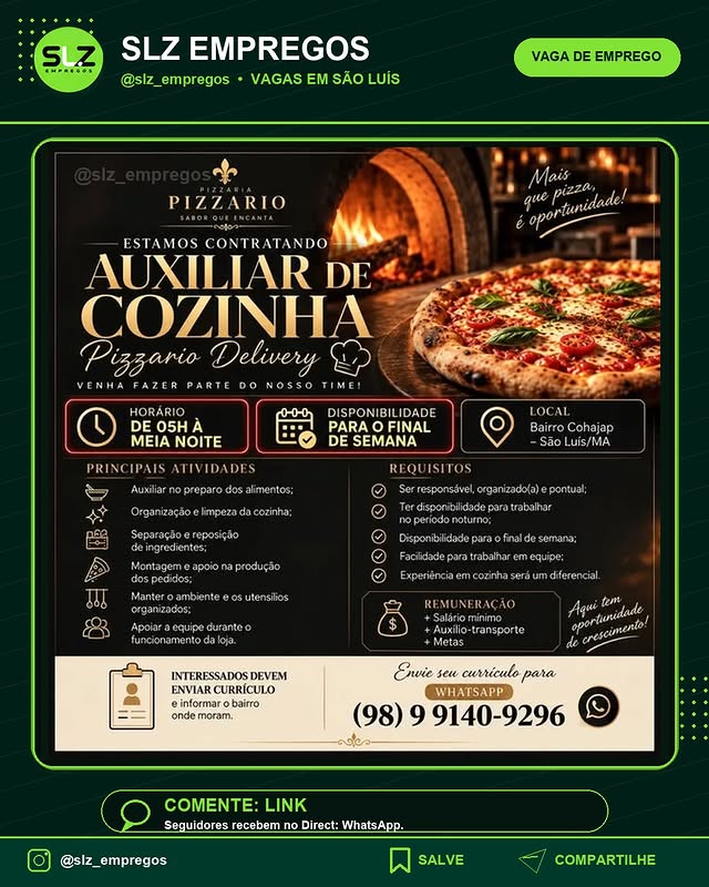 Oportunidade para Auxiliar de Cozinha Em