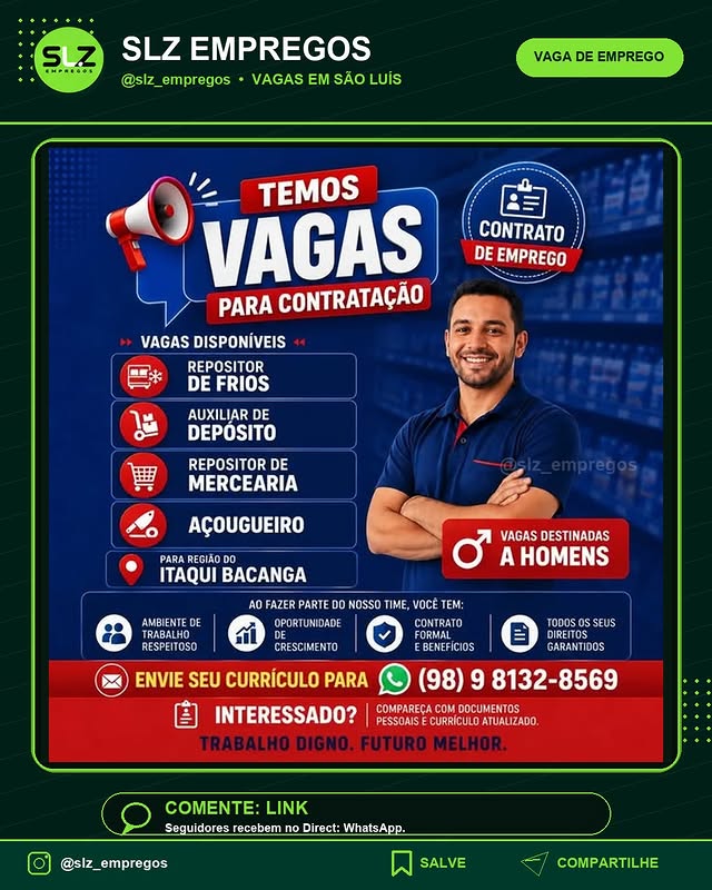 Para Contratacao Vagas Repositor de Frios