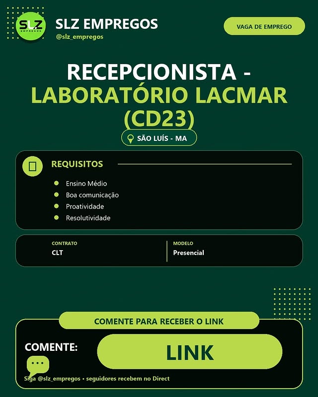 Recepcionista - Laboratório Lacmar (CD23)