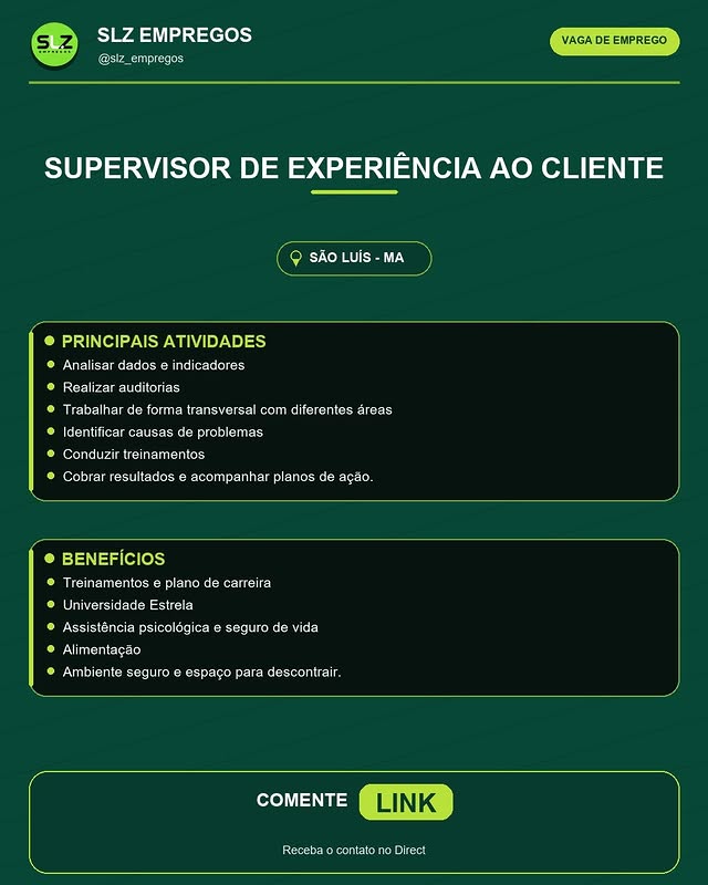 Supervisor de Experiência ao Cliente