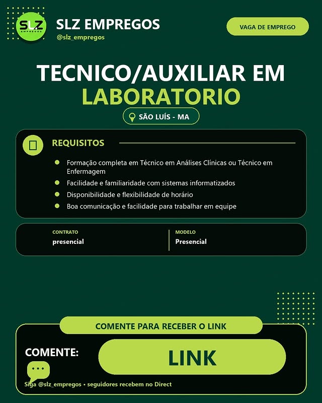 TECNICO/AUXILIAR EM LABORATORIO