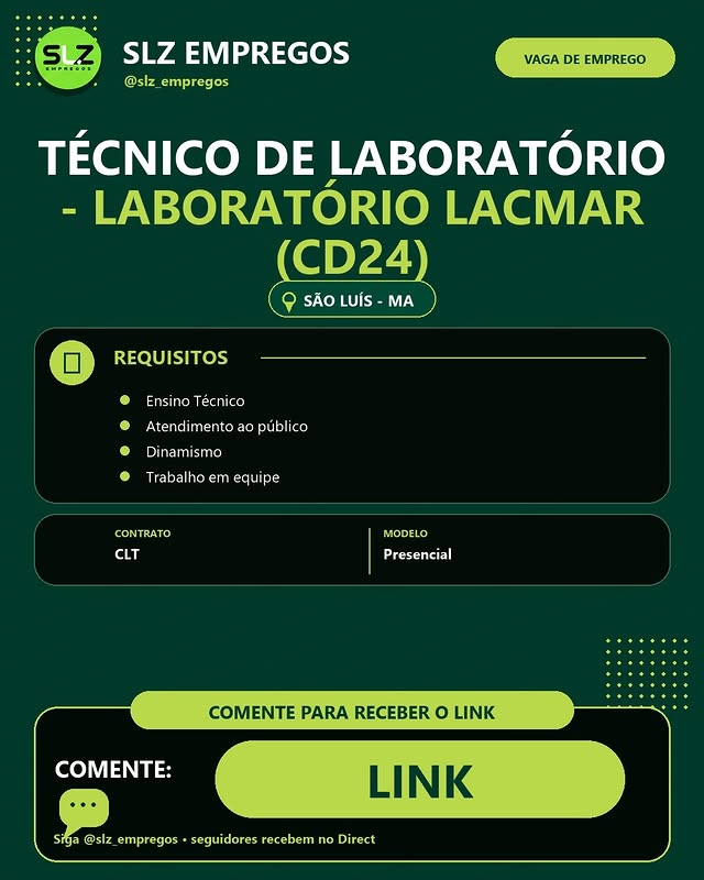 Técnico de Laboratório - Laboratório Lacmar (CD24)