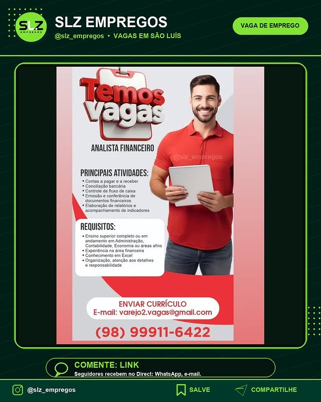 Vagas Saoluis Analista Financeiro Prin Principais