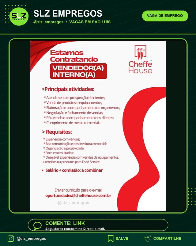 Vendedor A Interno A Lff Cheffe House Principais