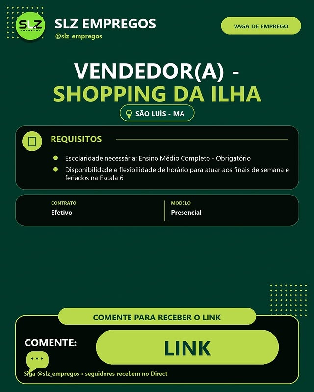 Vendedor(a) -  Shopping da Ilha - São Luis/MA