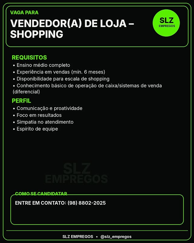 Vendedor Loja Shopping